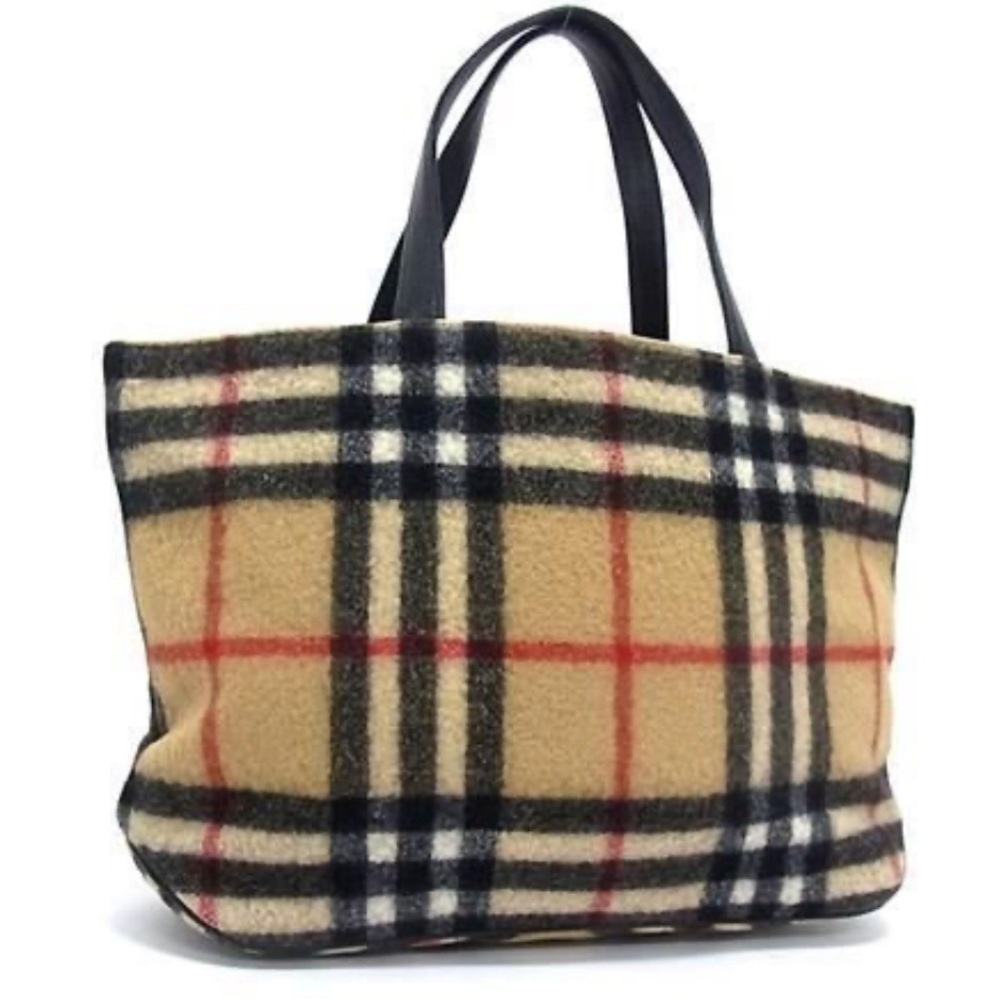 Auth Burberry Nova Check Tote Wool and leather +certificate of authentic…